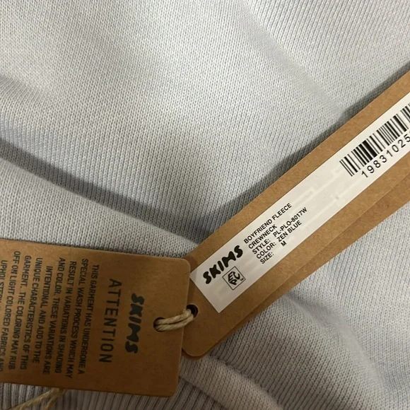 SKIMS Boyfriend Fleece Crewneck – Zen Blue – Size Medium – NWT - Picture 6 of 6